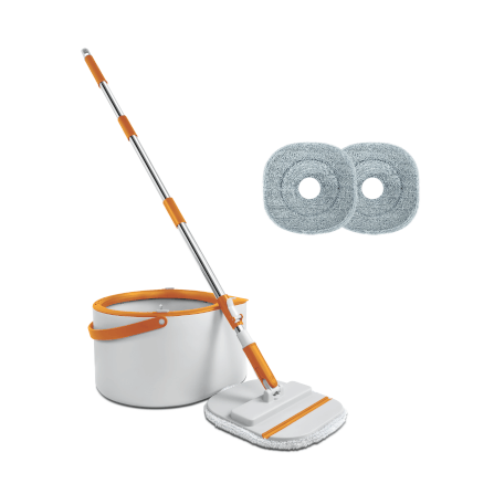 ชุดอุปกรณ์ถังปั่นพร้อมไม้ม็อบ SJEASYMOP รุ่น LOCATION MOP สีส้ม พร้อมถังแยกน้ำดีน้ำเสีย_0